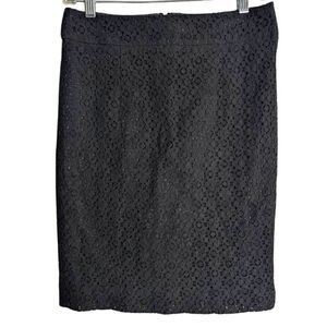 Banana Republic Black Lace Crochet Pencil Straight Skirt Knee Length Womens 2